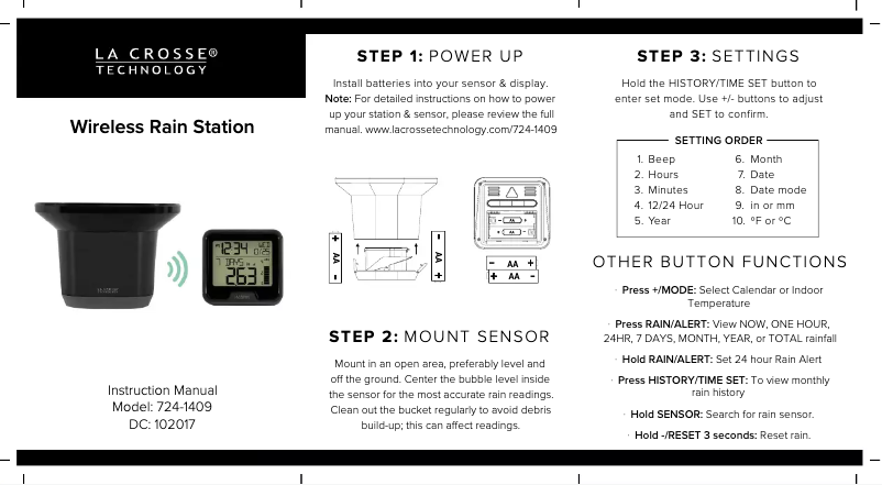 Página 1 del manual Guía de inicio rápido La Crosse Technology 724-1409