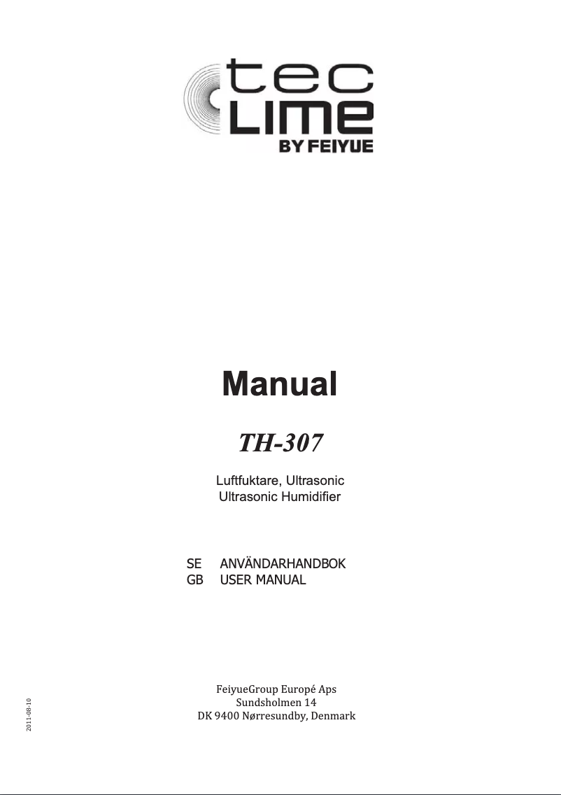 Page 1 de la notice Manuel utilisateur TecLime TH-307