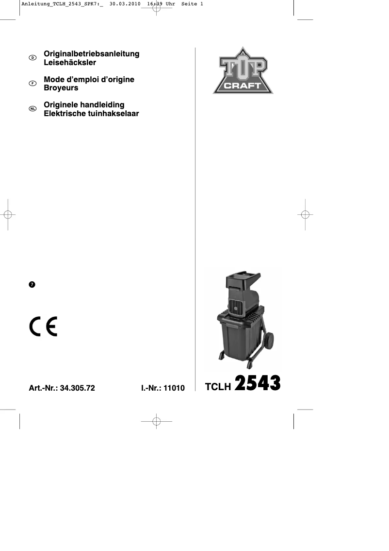 Image de la première page du manuel de l'appareil TCLH 2543