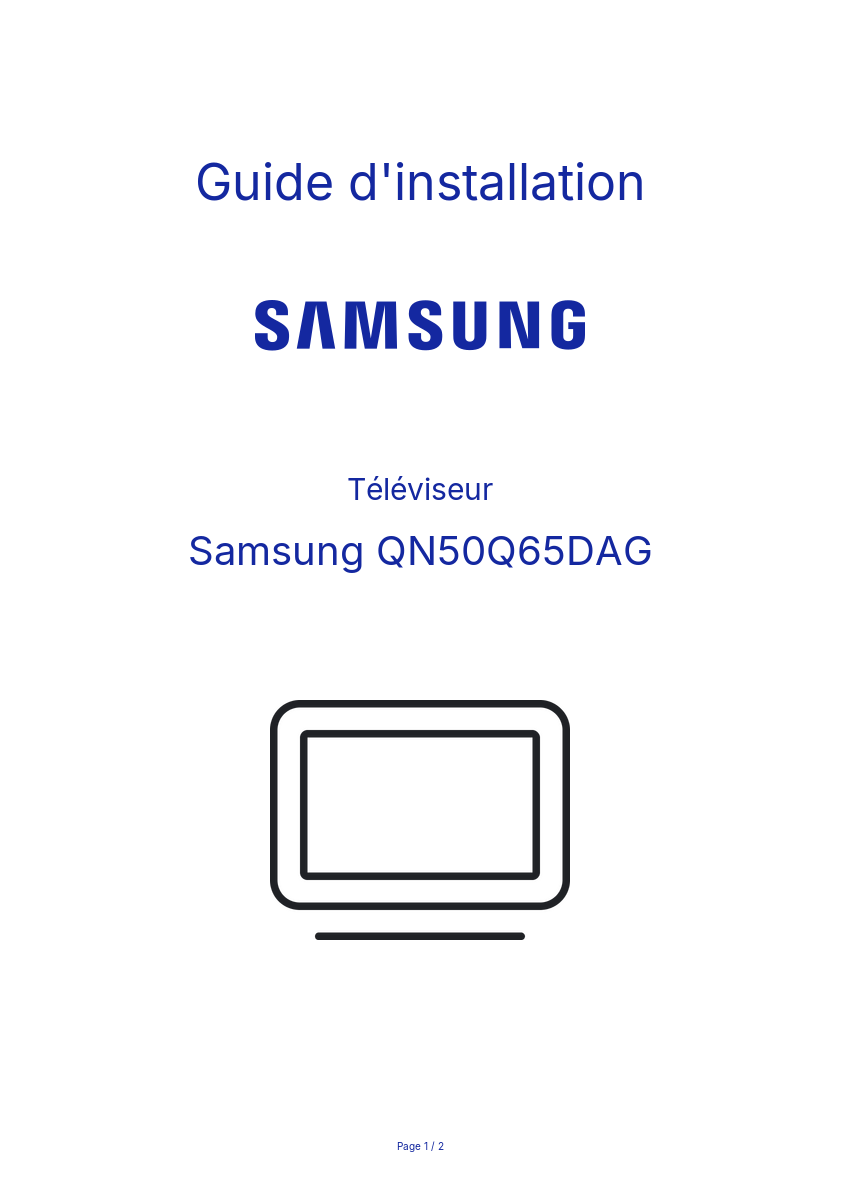 Page n°1 - Guide d'installation Samsung QN50Q65DAG