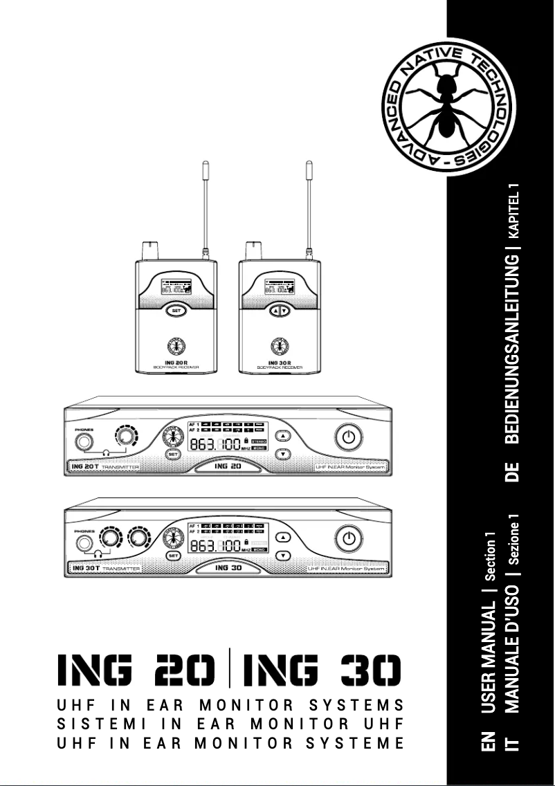 Page 1 de la notice Manuel utilisateur ANT ING 30