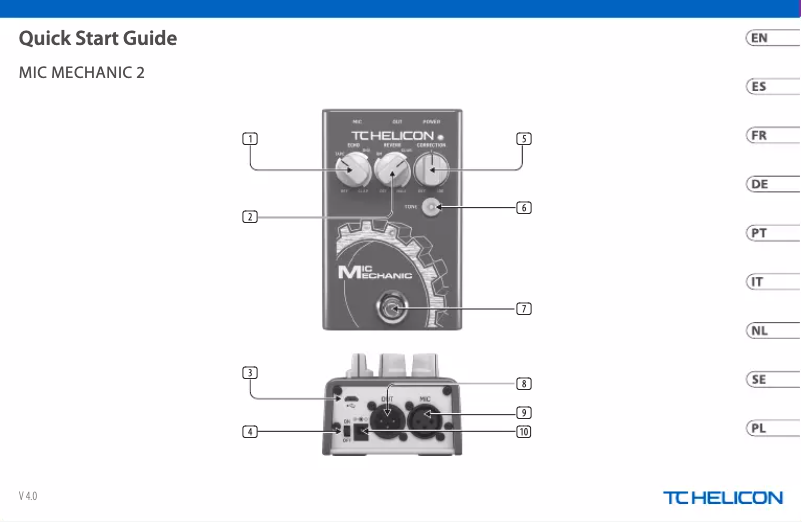 Page 1 de la notice Guide de démarrage rapide TC Helicon Mic Mechanic 2