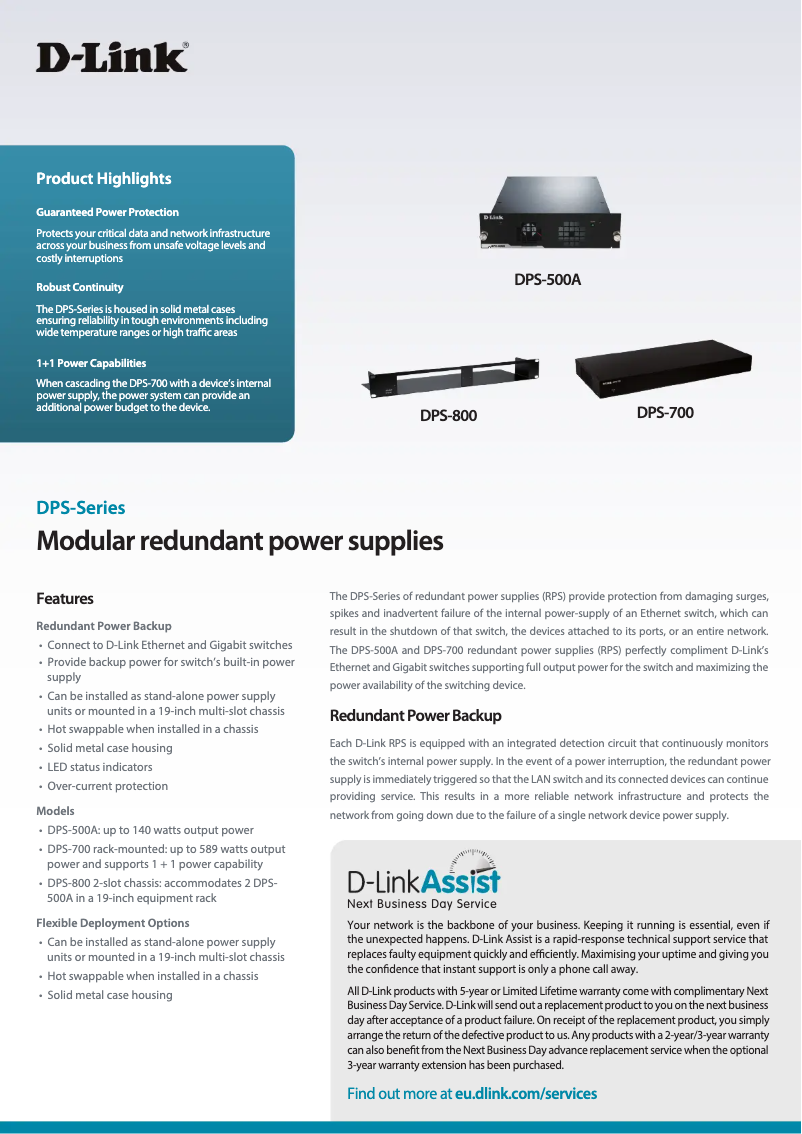 Page n°1 - Fiche technique D-Link DPS-800