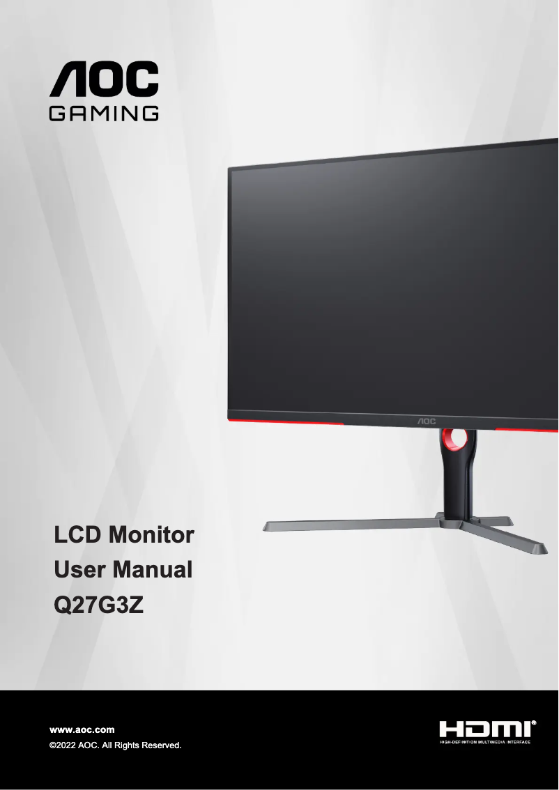 Page 1 de la notice Manuel utilisateur AOC Q27G3Z