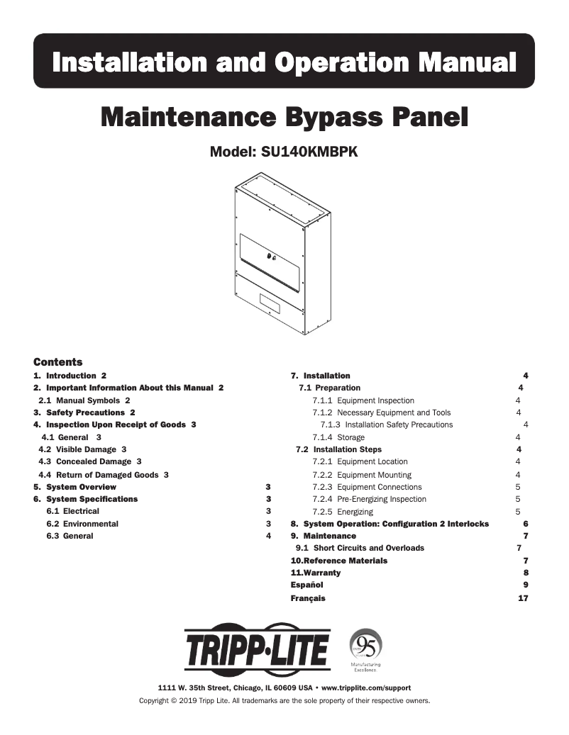 Page n°1 - Manuel utilisateur Tripp Lite SU140KMBPK