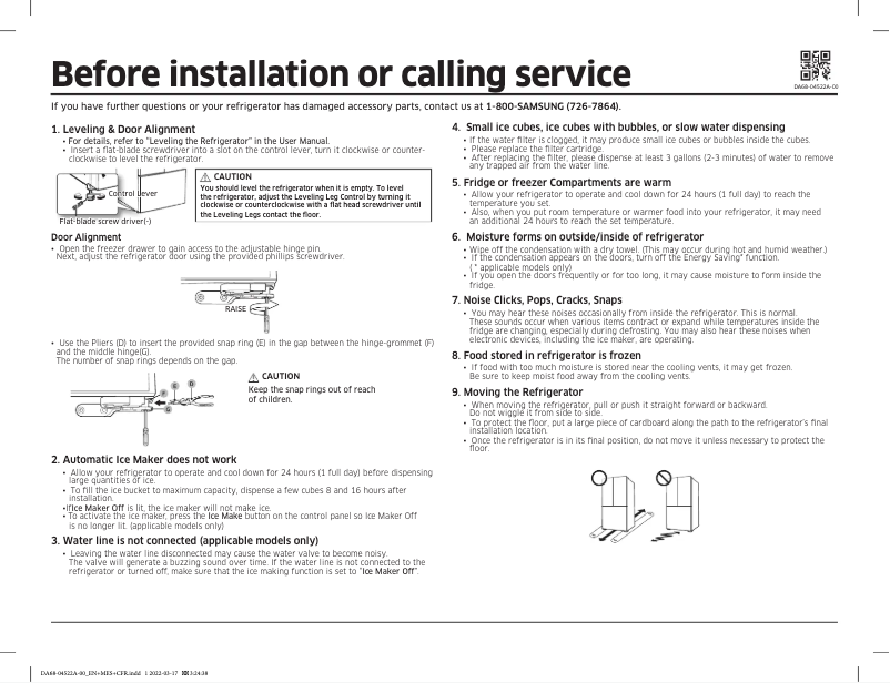 Page 1 de la notice Guide de démarrage rapide Samsung RF25C5151SR
