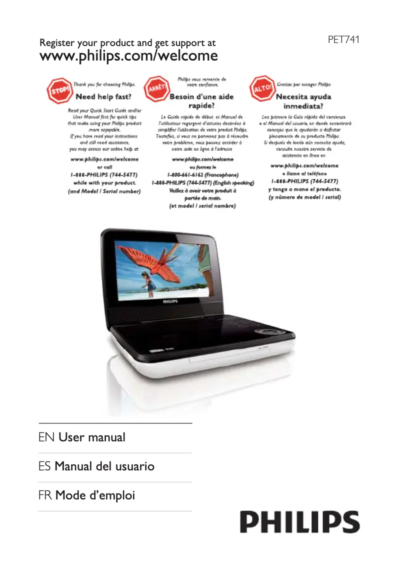 Page n°1 - Manuel utilisateur Philips PET741A