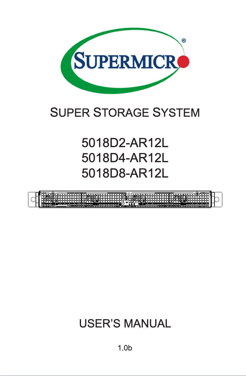 Page 1 de la notice Manuel utilisateur Supermicro SuperServer 5018D4-AR12L