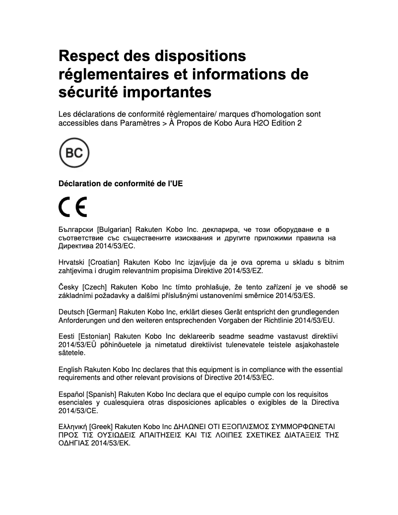 Image de la première page du manuel de l'appareil Aura H20 Edition 2