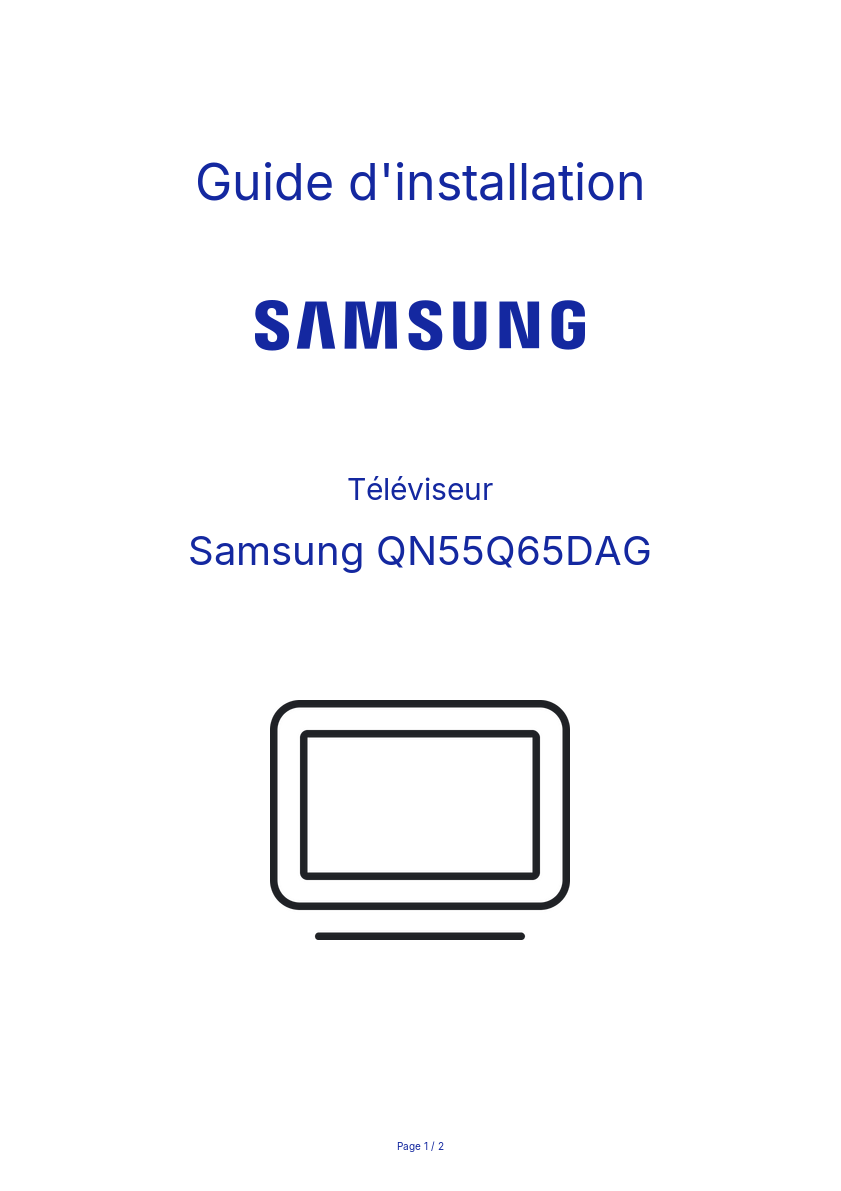 Page n°1 - Guide d'installation Samsung QN55Q65DAG