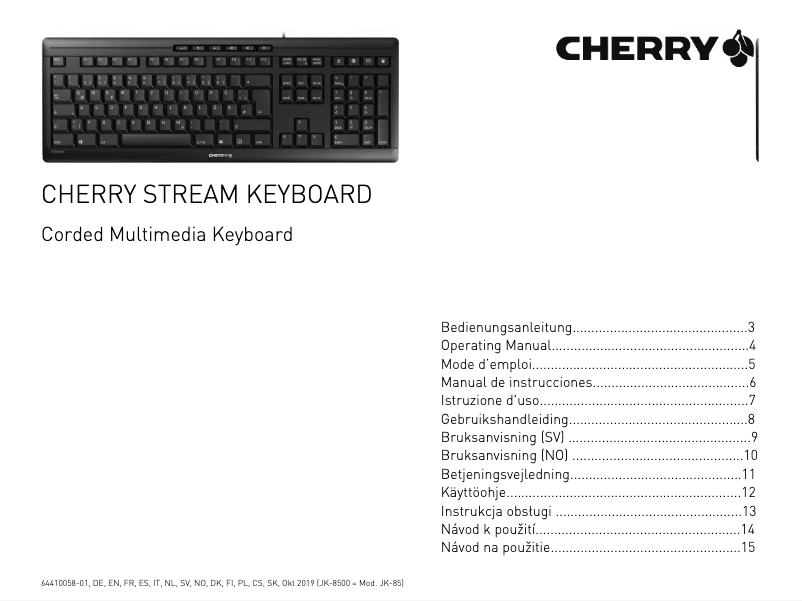 Page n°1 - Manuel utilisateur Cherry Stream