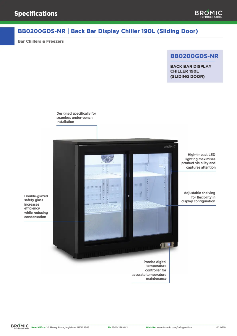 Page 1 de la notice Fiche technique Bromic BB0200GDS