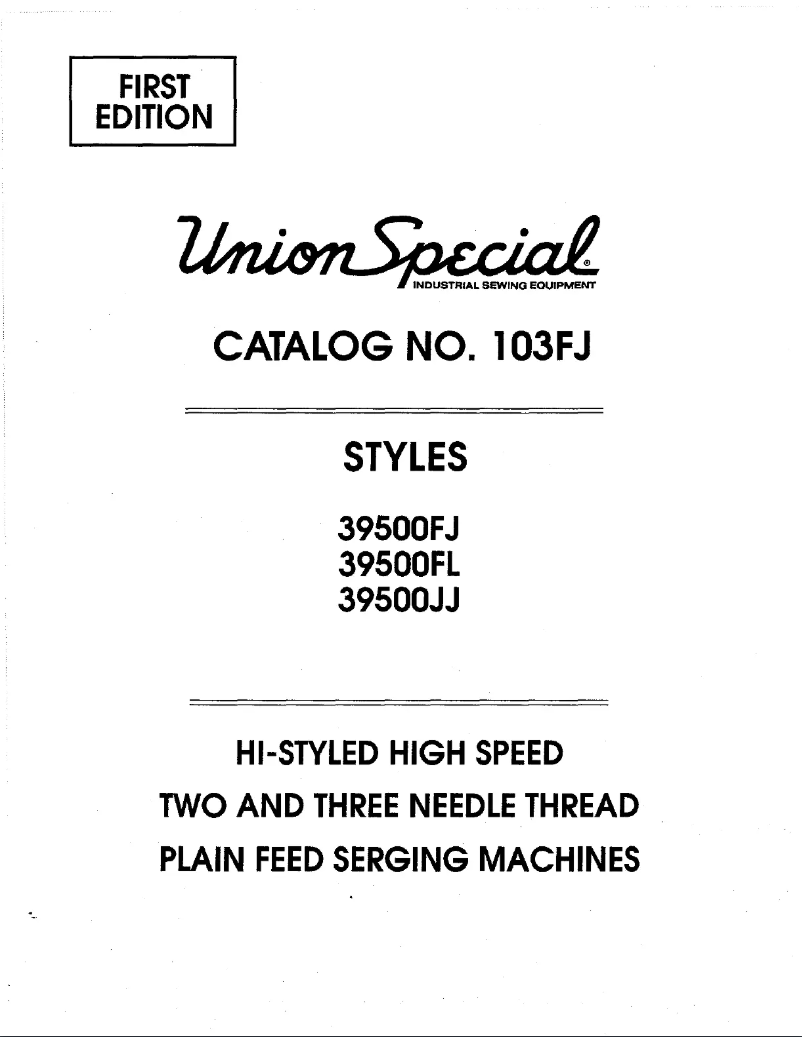 Page n°1 - Manuel utilisateur Union Special 39500FJ
