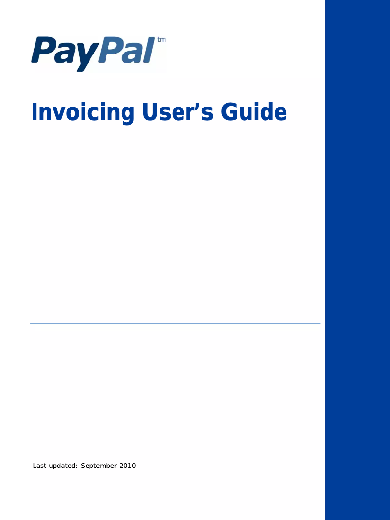 Page 1 de la notice Manuel utilisateur PayPal Invoicing (2010)