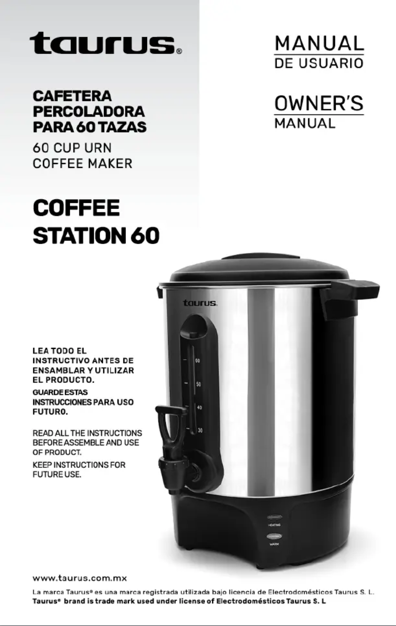 Page n°1 - Manuel utilisateur Taurus Coffee station