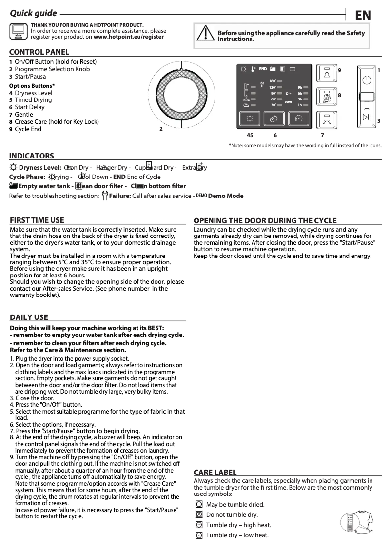 Page n°1 - Manuel utilisateur Hotpoint NT M10 81WK UK