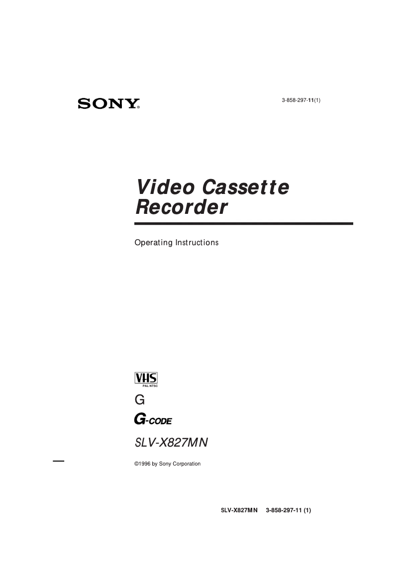 Page n°1 - Manuel utilisateur Sony SLV-X827MN
