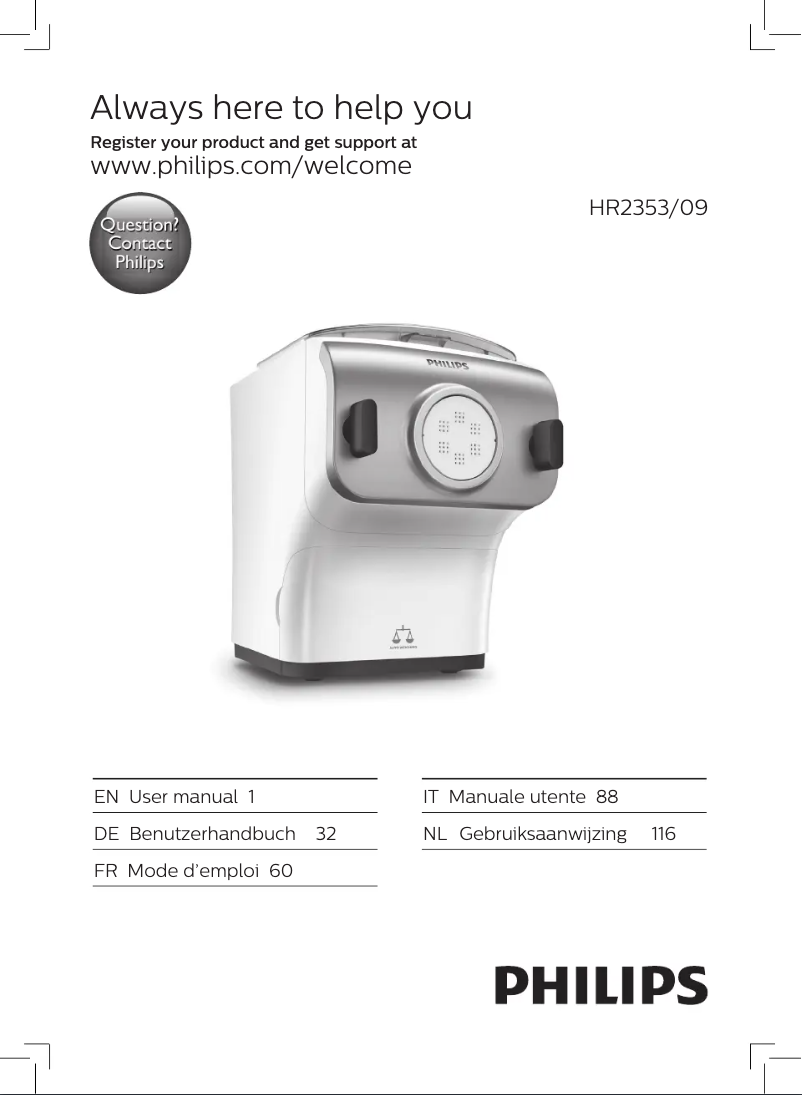 Page 1 de la notice Manuel utilisateur Philips Avance Collection HR2353