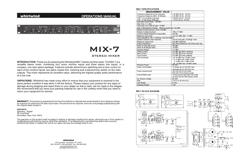 Image de la première page du manuel de l'appareil MIX-7