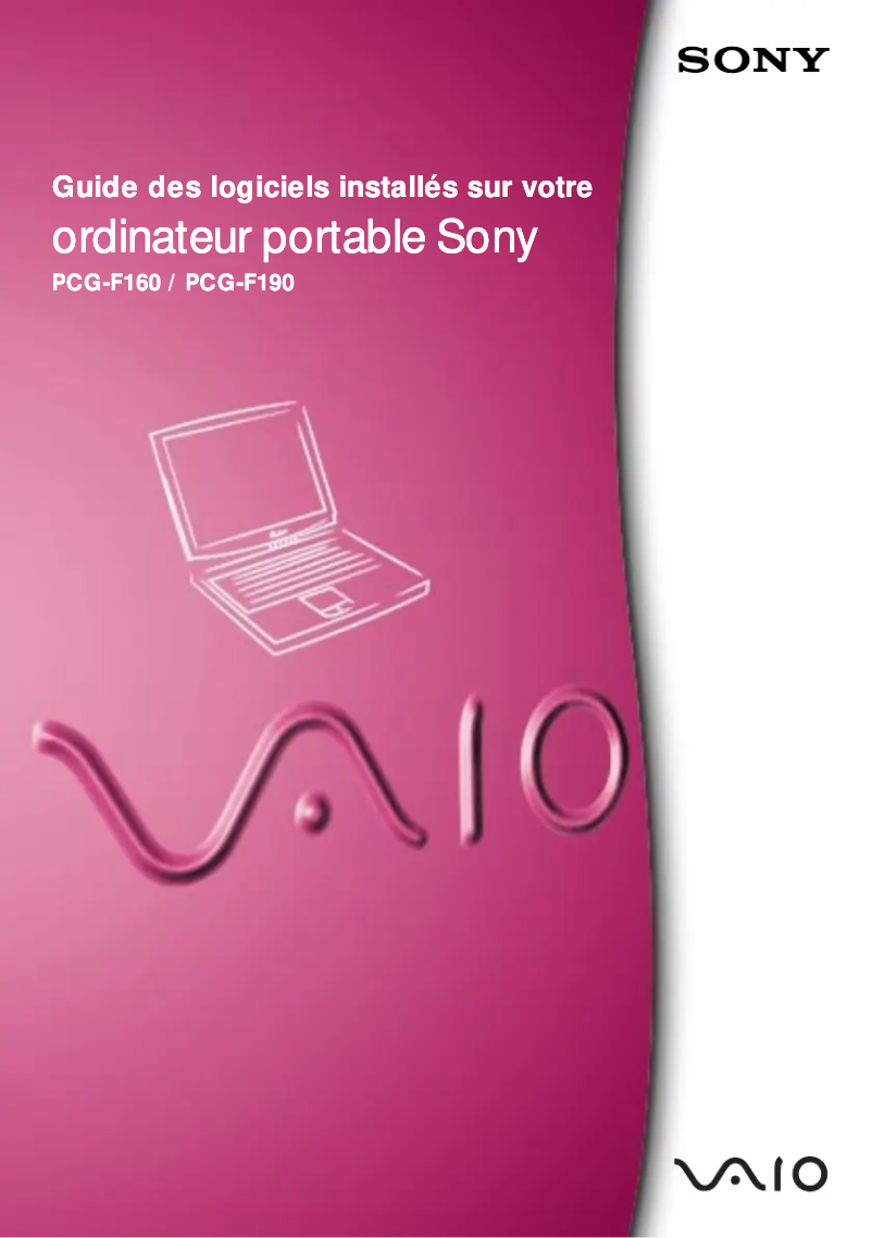 Image de la première page du manuel de l'appareil Vaio PCG-F160