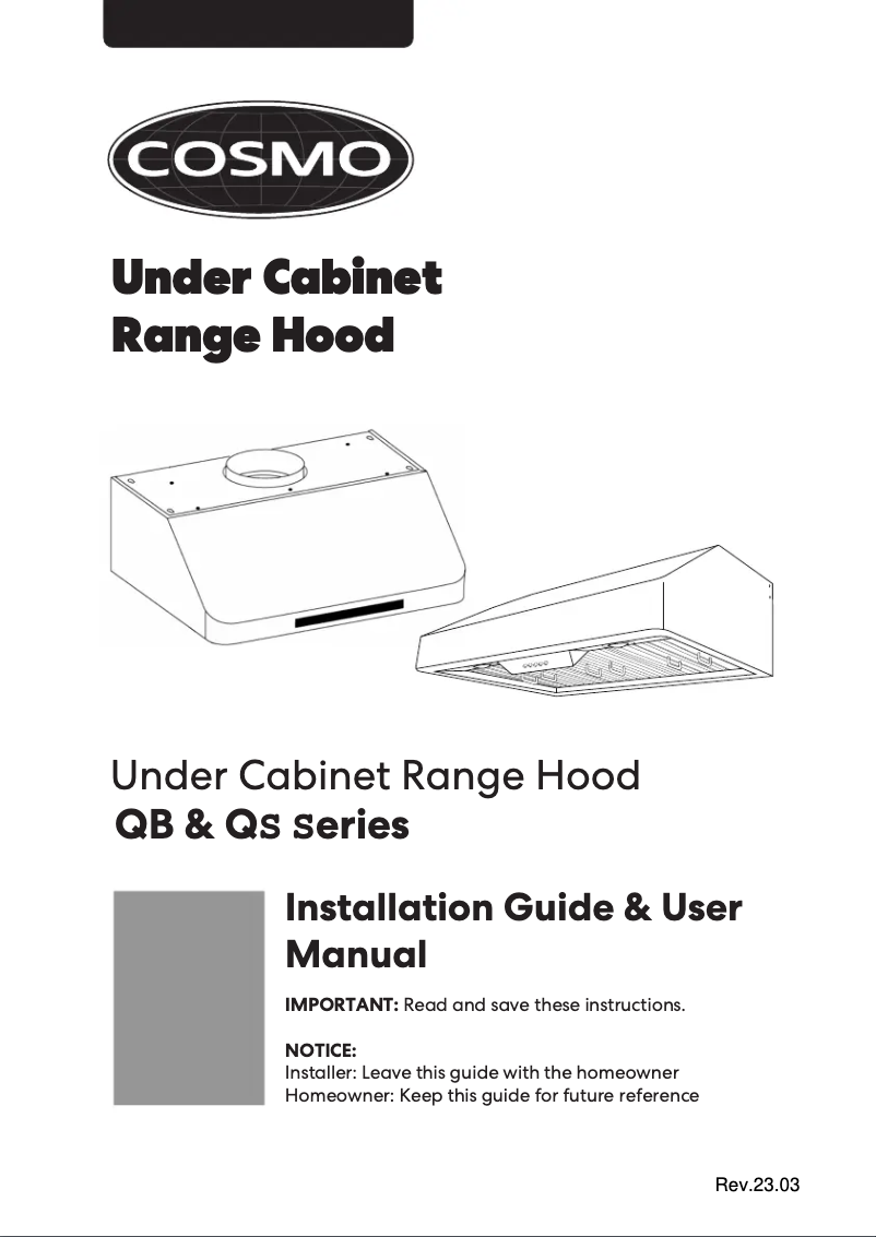 Page 1 de la notice Manuel utilisateur Cosmo COS-QS90