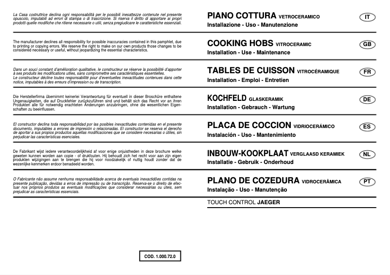 Page n°1 - Manuel utilisateur Fagor 2-MF-VGX