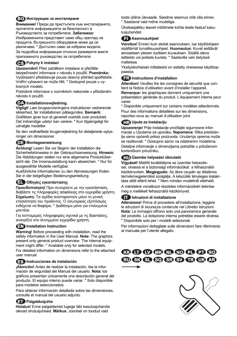 Page n°1 - Guide d'installation Electrolux ERE7000W2