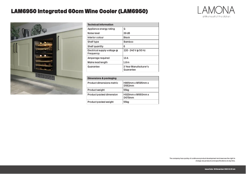 Page n°1 - Fiche technique Lamona LAM6950