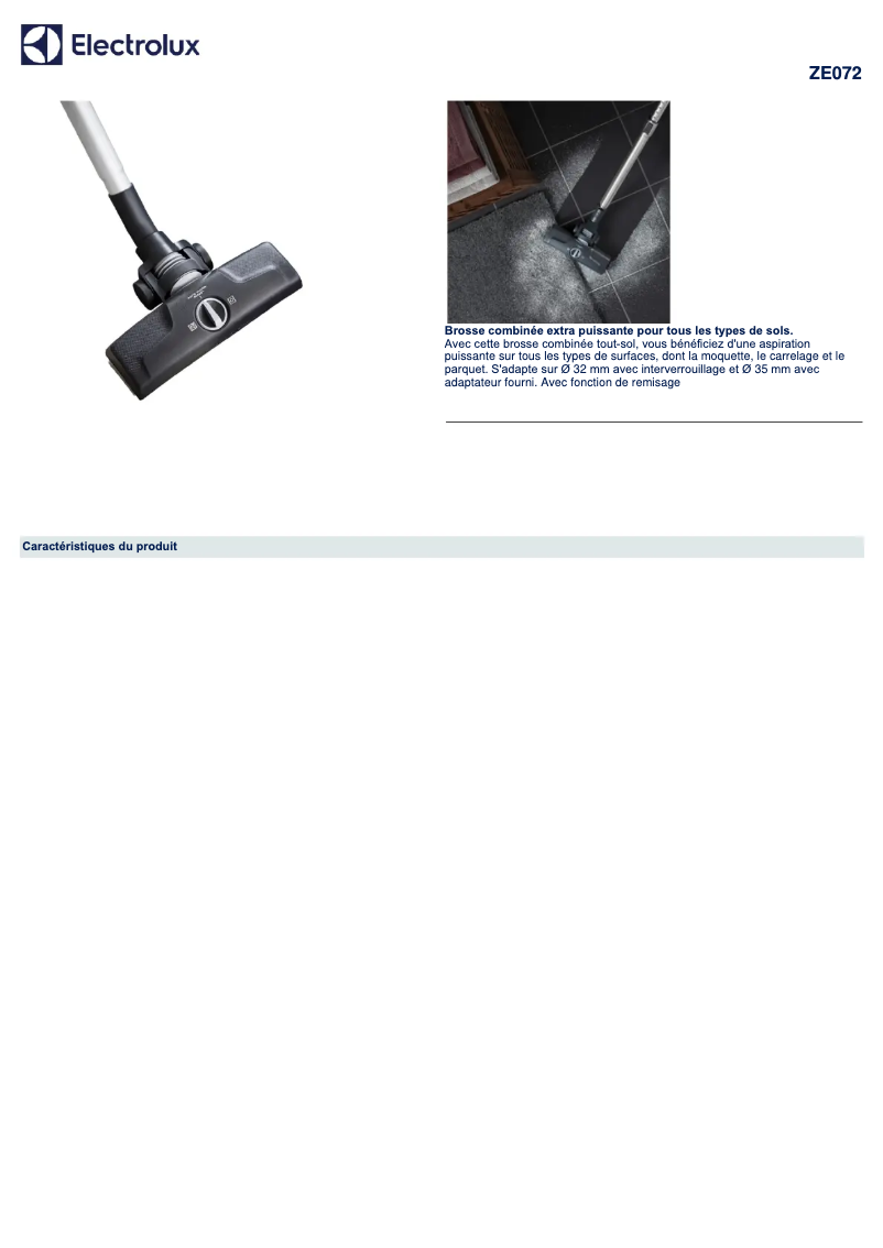 Page 1 de la notice Manuel utilisateur Electrolux ZE072