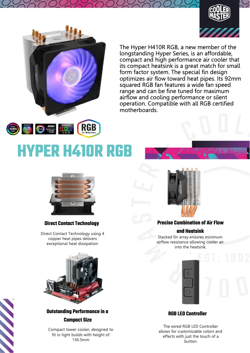 Page 1 de la notice Fiche technique Cooler Master Hyper H410R