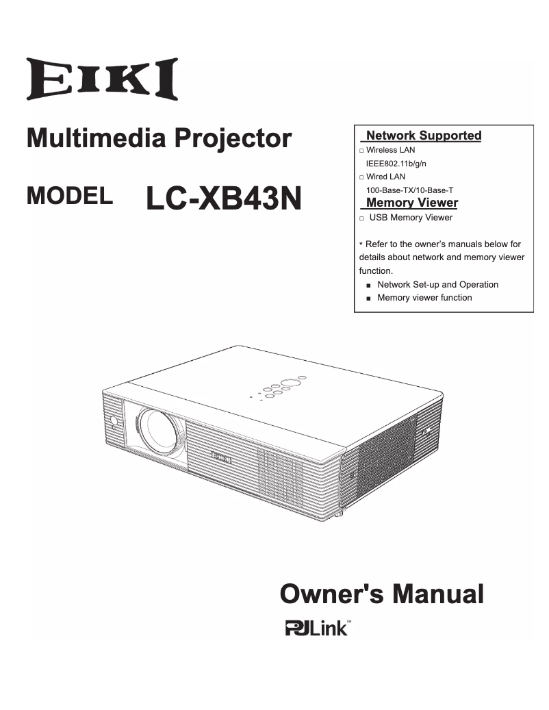 Page n°1 - Manuel utilisateur EIKI LC-XB43N