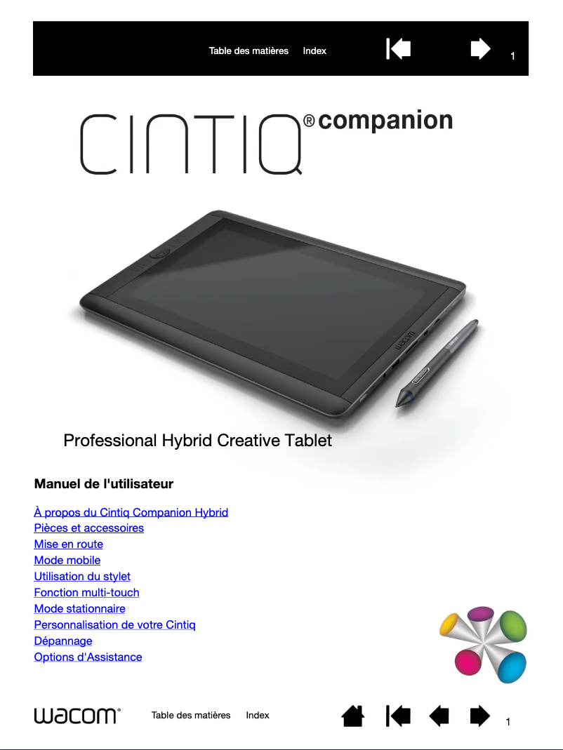 Image de la première page du manuel de l'appareil CintiQ Companion Hybrid