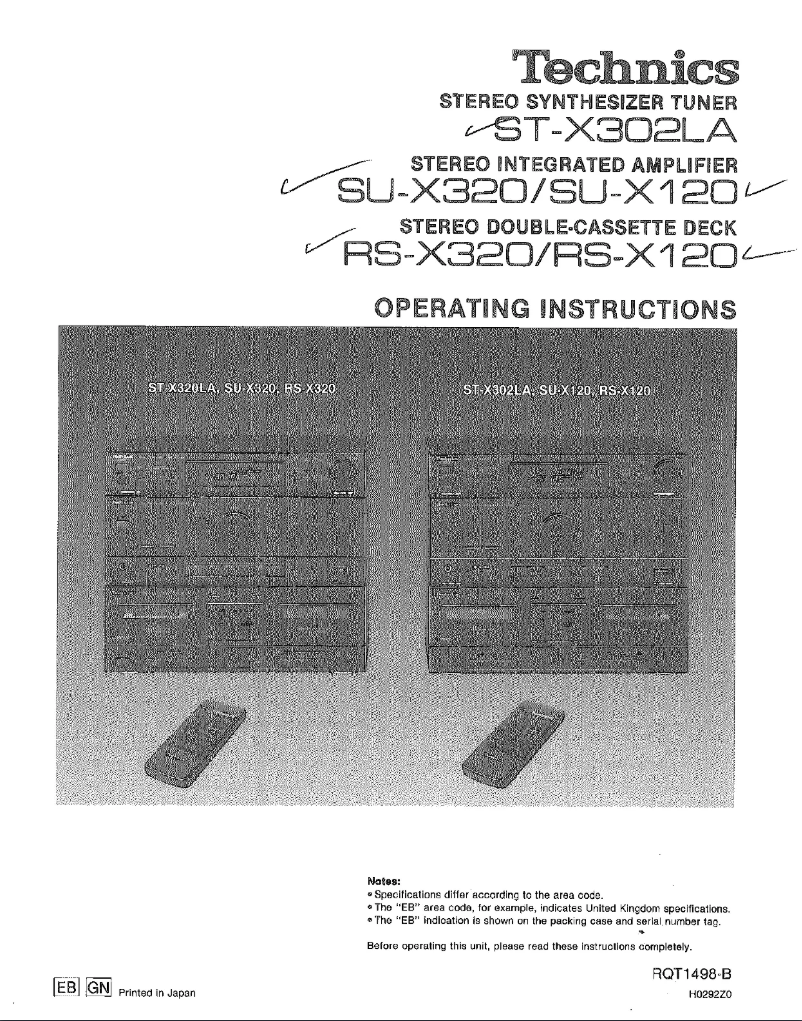Page 1 de la notice Manuel utilisateur Technics RS-X320
