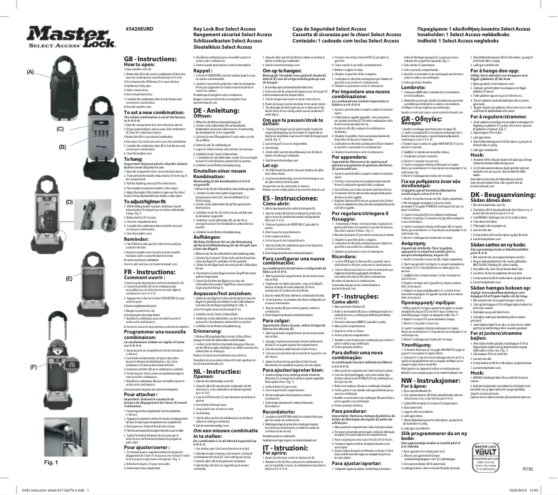 Page 1 de la notice Manuel utilisateur Master Lock 5420EURD