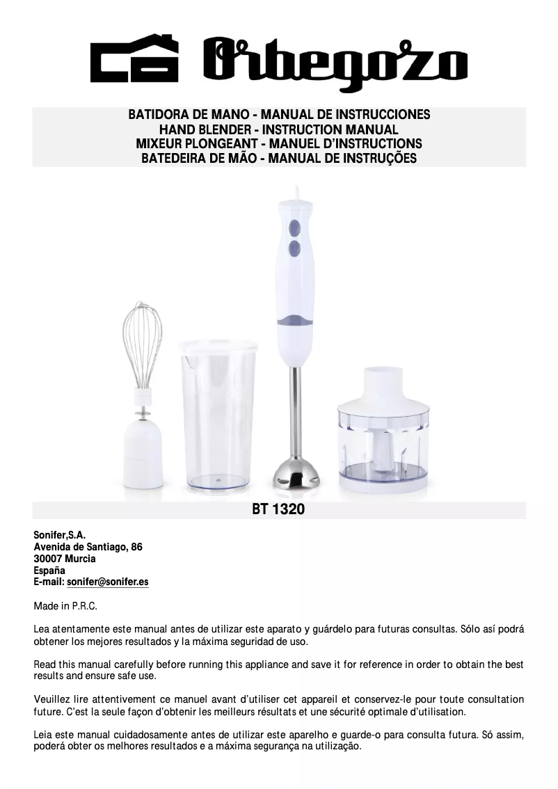 Image de la première page du manuel de l'appareil BT 1320