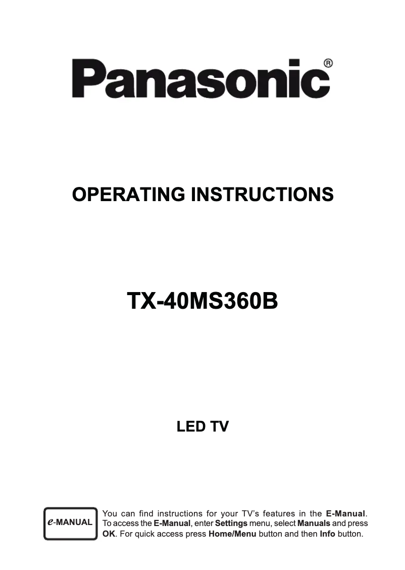 Page 1 de la notice Manuel utilisateur Panasonic TX-40MS360B