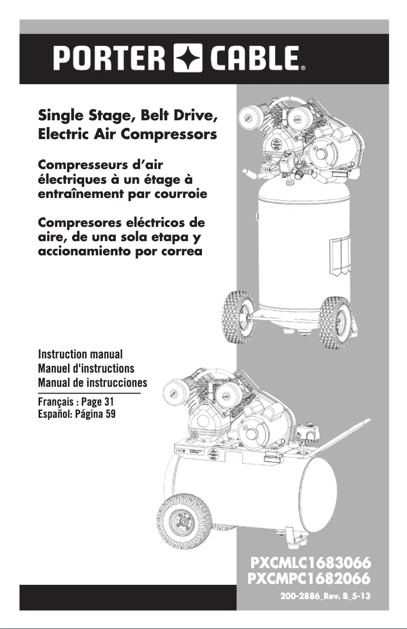 Page n°1 - Manuel utilisateur Porter-Cable PXCMPC1682066