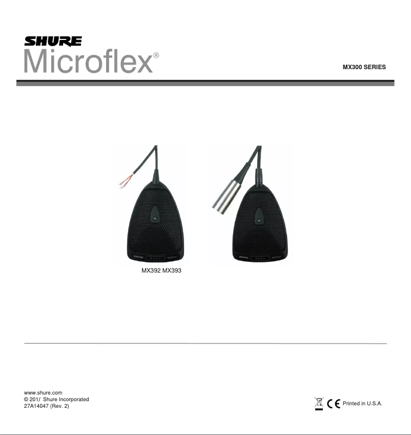 Page 1 de la notice Manuel utilisateur Shure MX393