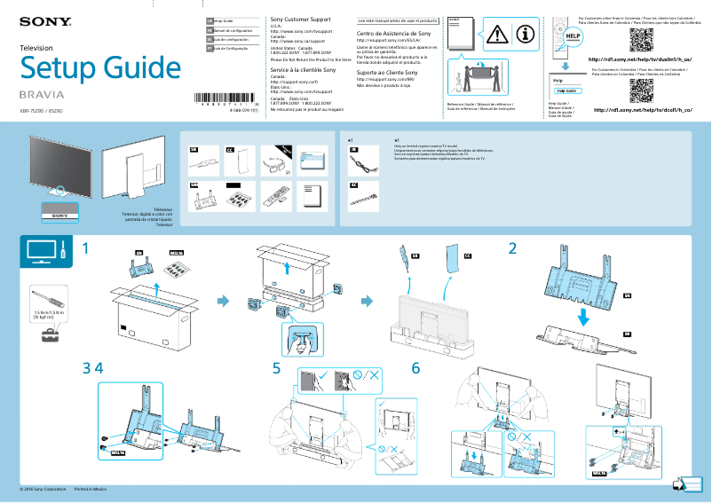 Page 1 de la notice Guide d'installation Sony Bravia XBR-65Z9D
