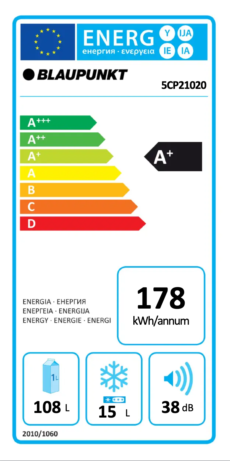 Page n°1 - Label énergétique Blaupunkt 5CP 21020