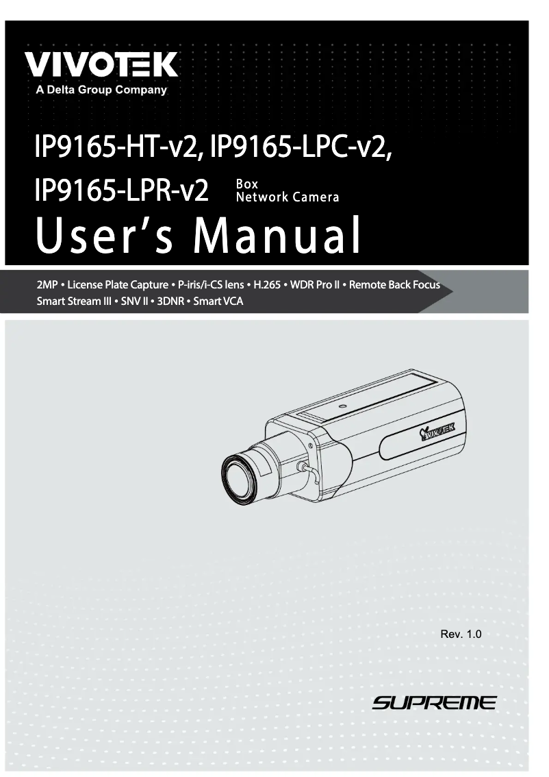 Page 1 de la notice Manuel utilisateur Vivotek IP9165-LPC-v2