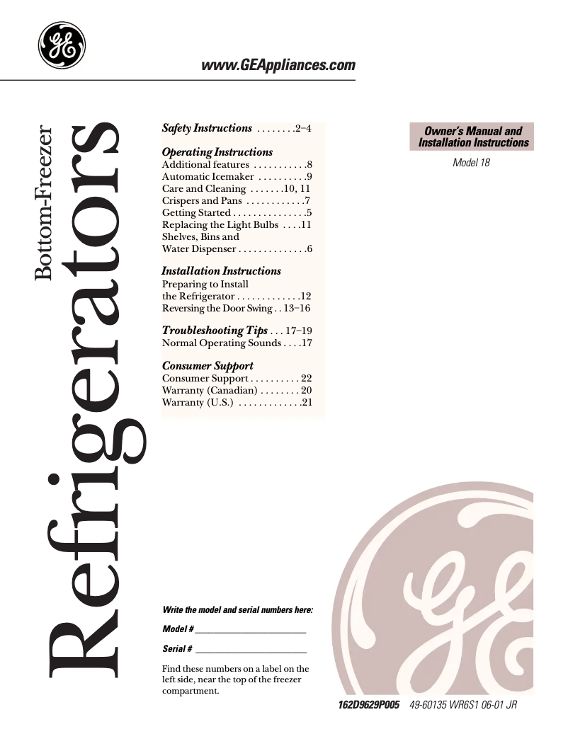 Image de la première page du manuel de l'appareil PDE18LZMBB