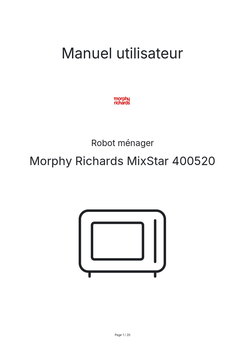 Image de la première page du manuel de l'appareil MixStar 400520