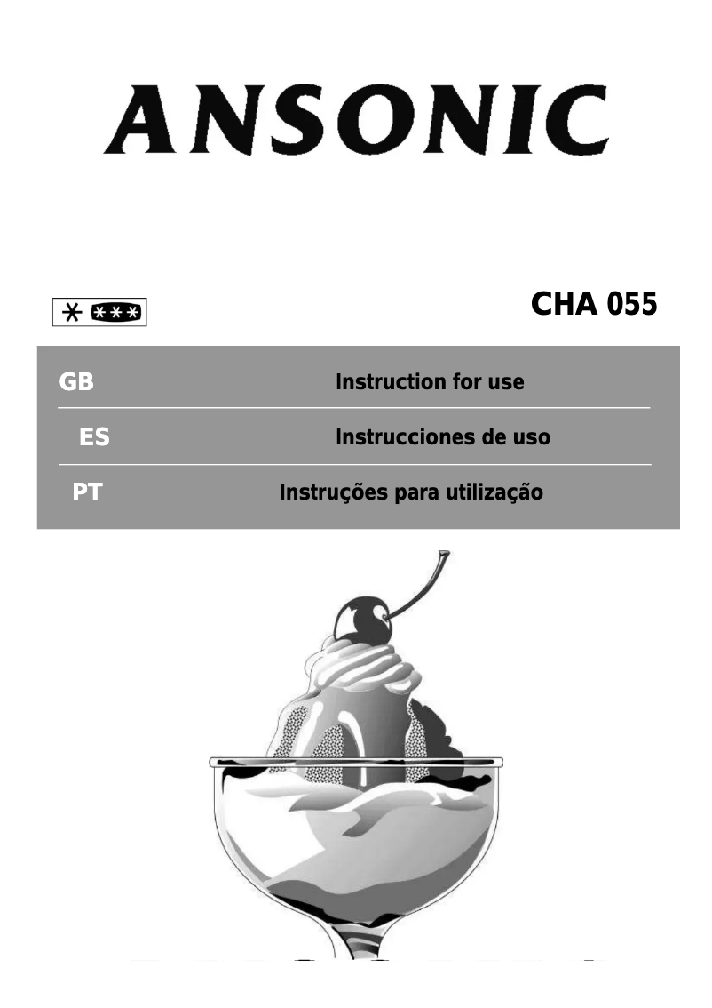 Page n°1 - Manuel utilisateur Ansonic CHA 055