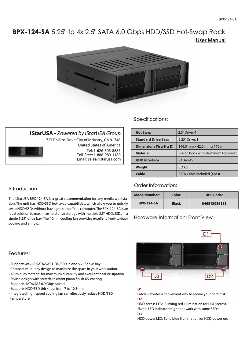 Image de la première page du manuel de l'appareil BPX-124-SA