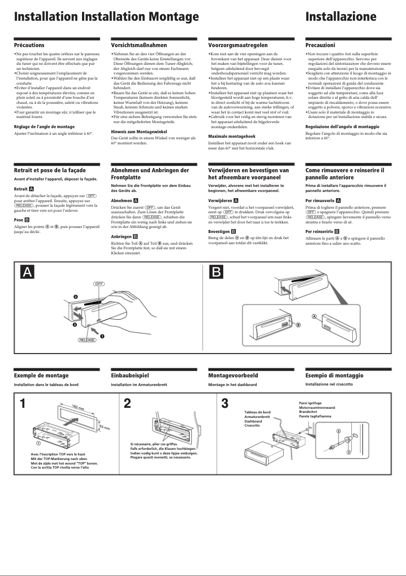 Page n°1 - Guide d'installation Sony CDX-4170R