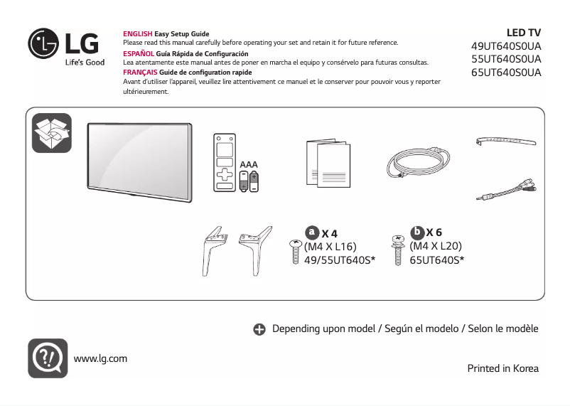 Page 1 de la notice Manuel utilisateur LG 55UT640S0UA