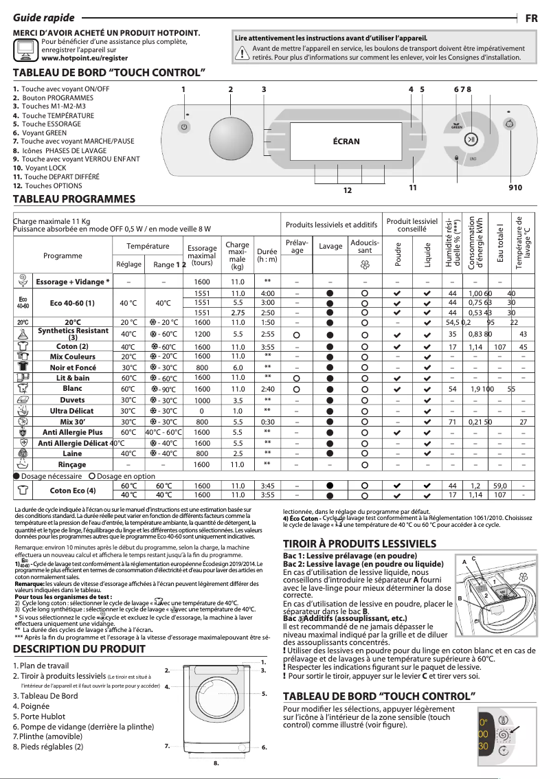 Image de la première page du manuel de l'appareil AQ116D68SDEN