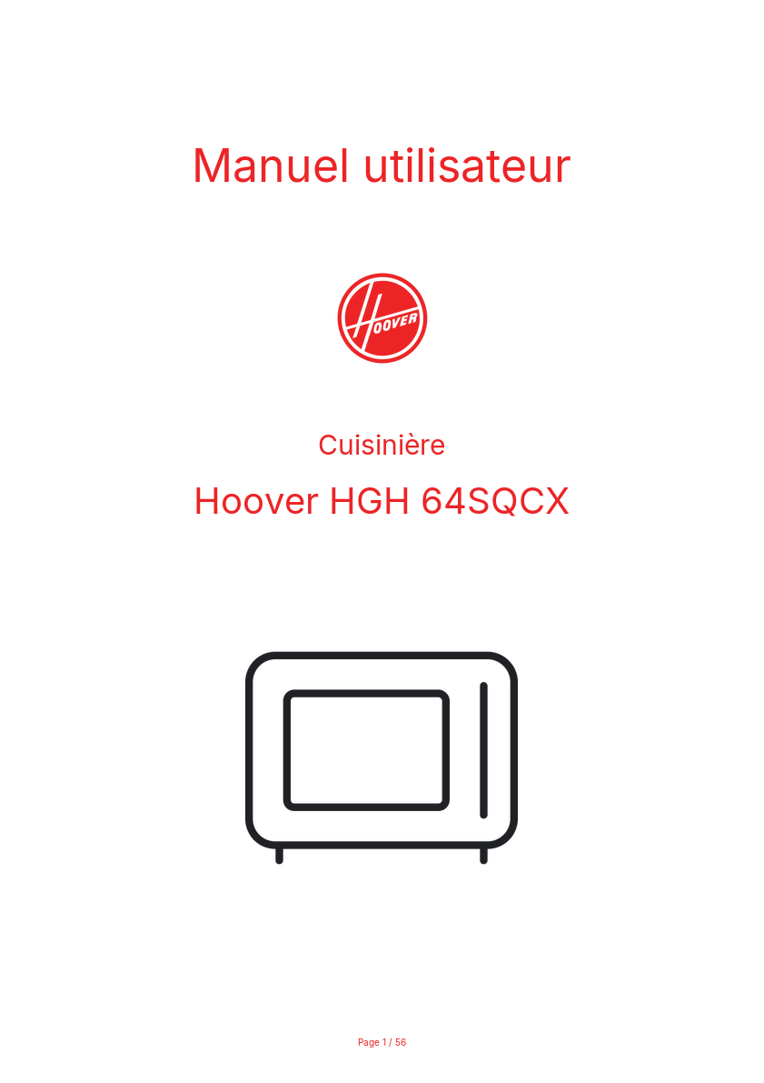 Page n°1 - Manuel utilisateur Hoover HGH 64SQCX