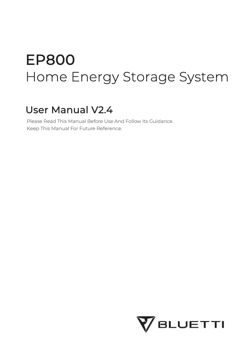 Page 1 de la notice Manuel utilisateur Bluetti EP800